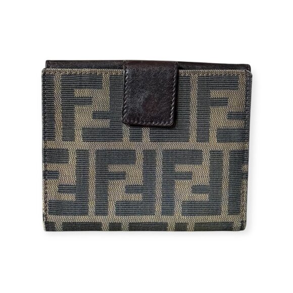 Vintage Fendi Zucca Canvas Compact Wallet w/ Box & Dustbag - Picture 3 of 6
